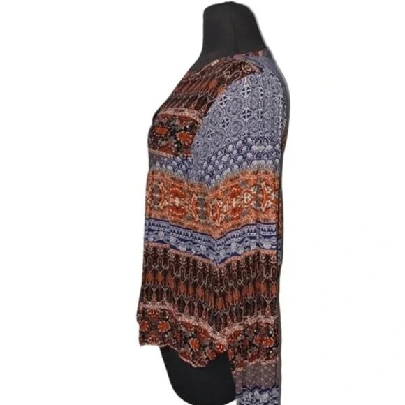 Lucky Brand Women Printed Peasant Top XS - Picture 4 of 5